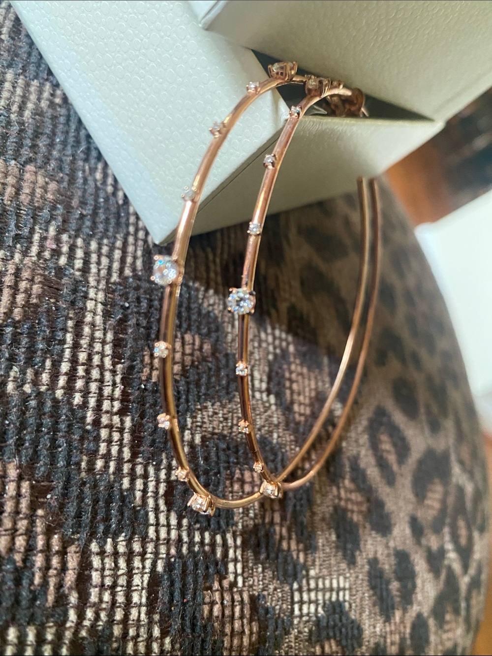 Diamonique Rose Gold Hoop Earrings with Sparkling Accents